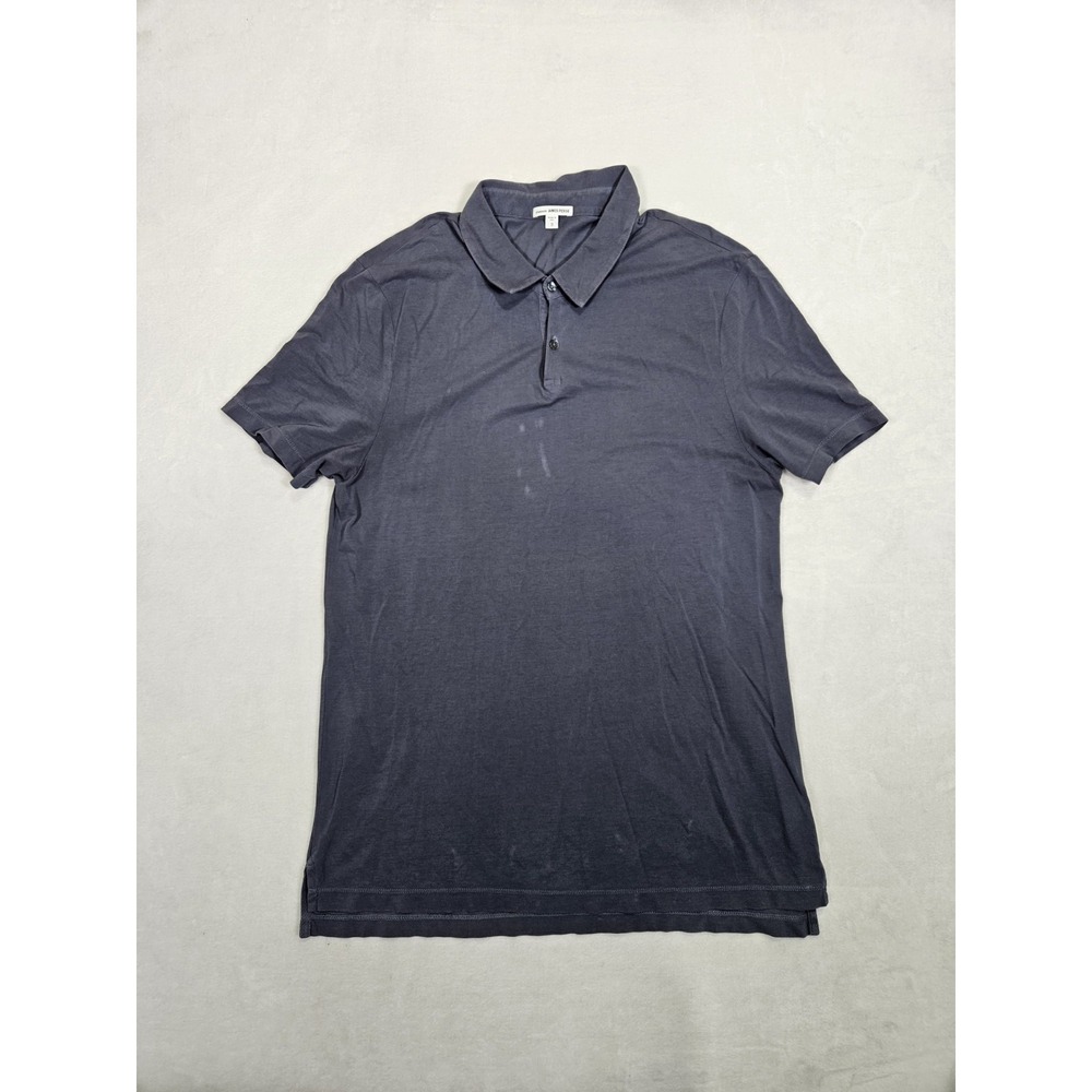 James‎ Perse Polo Shirt Men's Size 3 Blue Solid Made In USA Soft Preppy